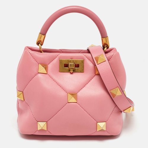 Quilted Leather Small Roman Stud Top Handle Bag - Valentino - Modalova