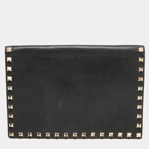 Leather Rockstud Flap Organizer Clutch - Valentino - Modalova