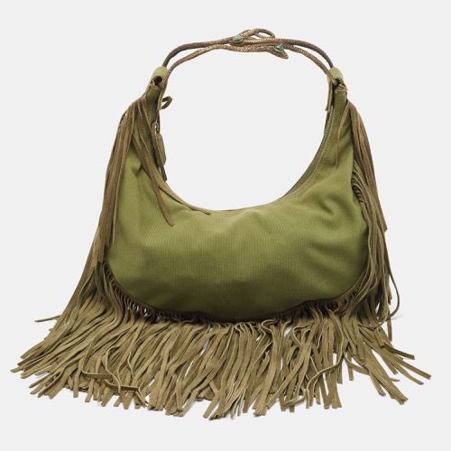 Military Canvas Fringe Hobo - Valentino - Modalova