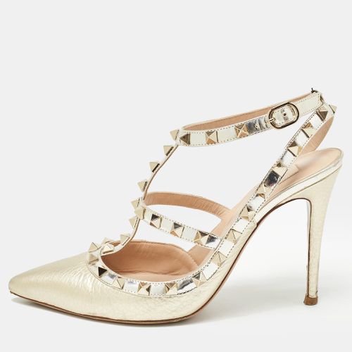 Leather Rockstud Ankle Strap Pumps Size 38 - Valentino - Modalova