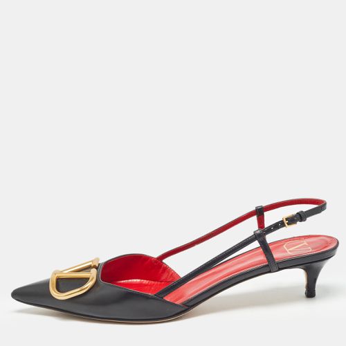 Leather Escape V logo Slingback Pumps Size 39.5 - Valentino - Modalova