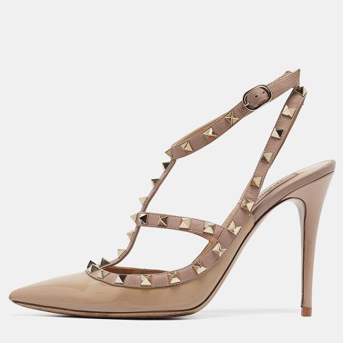 Dusty Pink Patent and Leather Rockstud Ankle Strap Pumps Size 40 - Valentino - Modalova