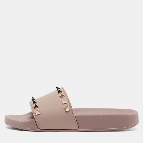 Pink Rubber Rockstud Slide Flats Size 35 - Valentino - Modalova