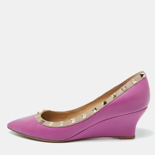 Leather Rockstud Wedge Pumps Size 39.5 - Valentino - Modalova