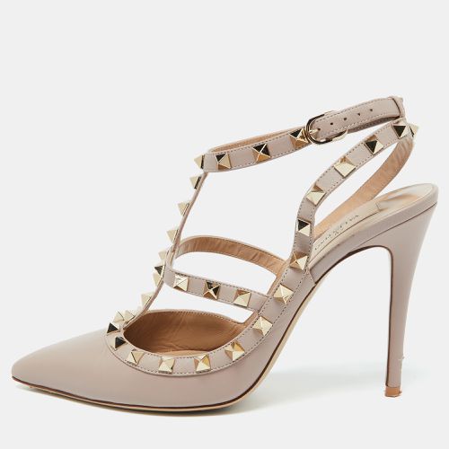 Leather Rockstud Ankle Strap Pumps Size 40 - Valentino - Modalova