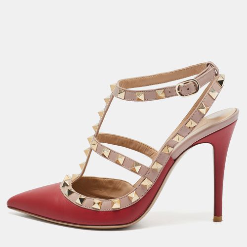 Dusty Pink Leather Rockstud Ankle Strap Pumps Size 37 - Valentino - Modalova