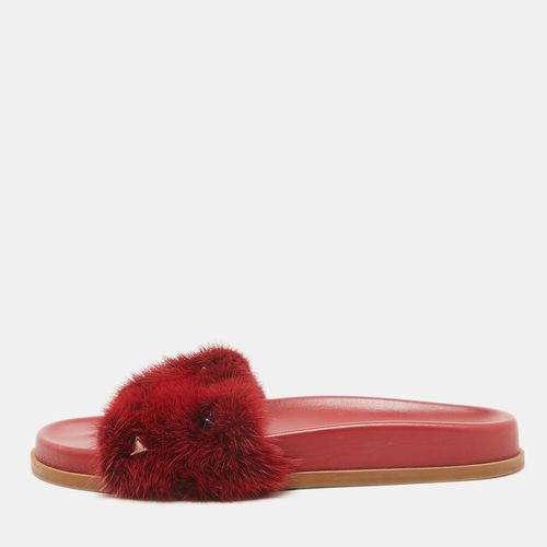 Fur Rockstud Slide Flats Size 38 - Valentino - Modalova