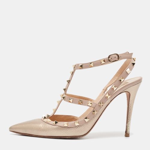 Pink Leather Rockstud Ankle Strap Pumps Size 42 - Valentino - Modalova