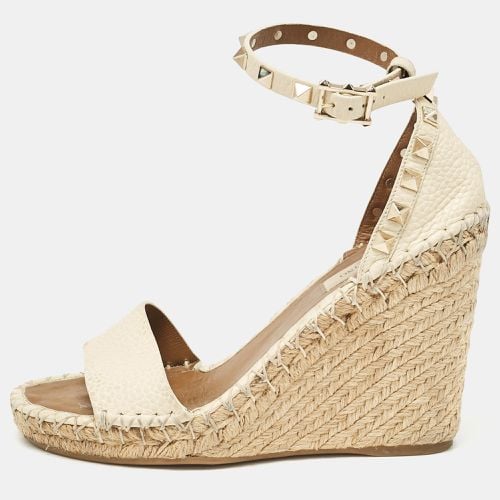 Leather Rockstud Wedge Sandals Size 36 - Valentino - Modalova