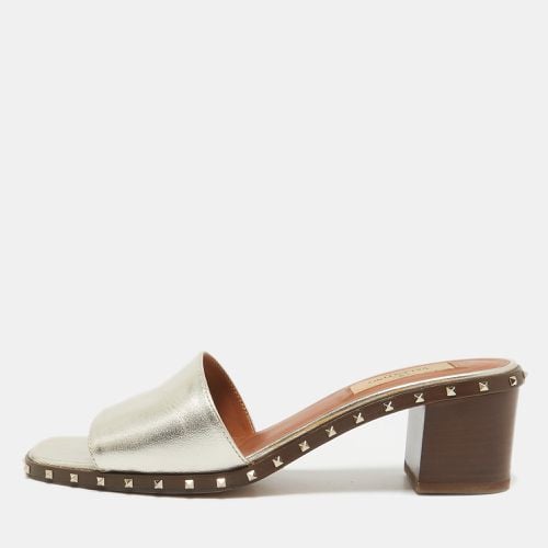 Leather Soul Rockstud Slide Sandals Size 37 - Valentino - Modalova