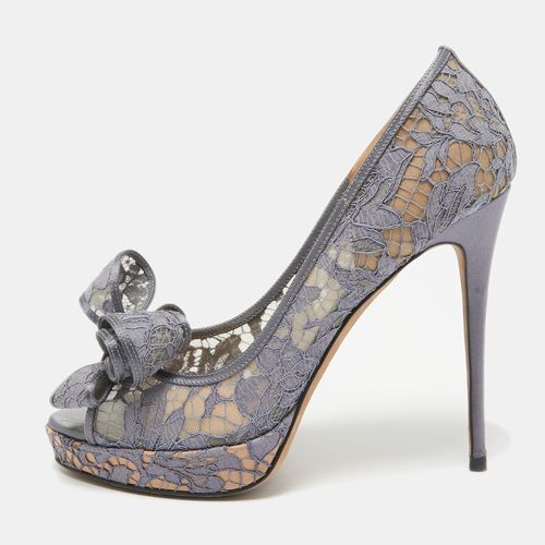 Lace and Mesh Couture Peep Toe Pumps Size 41 - Valentino - Modalova