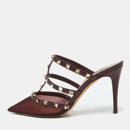 Mesh and Leather Rockstud Pointed Toe Mules Size 39 - Valentino - Modalova