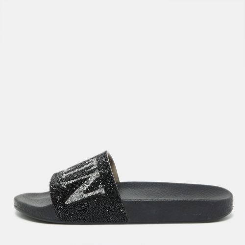 Leather VLTN Crystal Embellished Flat Slides Size 39 - Valentino - Modalova