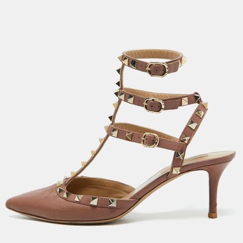 Dusty Rose Leather Rockstud Ankle Strap Pumps Size 38.5 - Valentino - Modalova