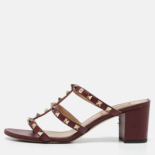 Leather Rockstud Slide Sandals Size 39 - Valentino - Modalova