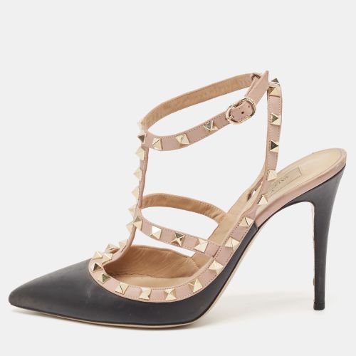 Pink Leather Rockstud Strappy Pointed Toe Pumps Size 41 - Valentino - Modalova