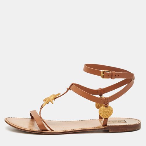 Leather Star and Tree Embellished Flat Sandals Size 39 - Valentino - Modalova