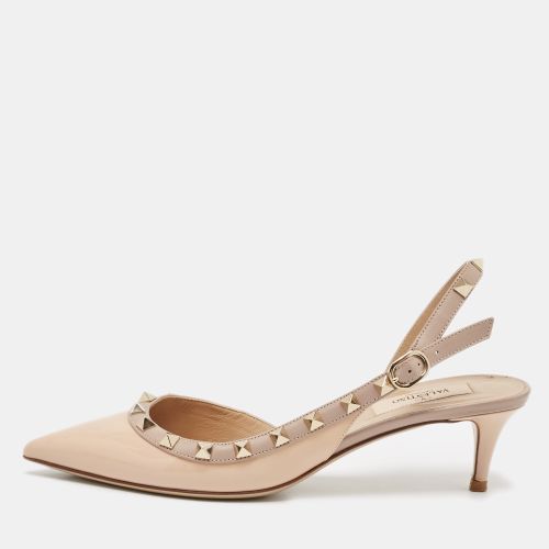 Patent and Leather Rockstud Slingback Pumps Size 37 - Valentino - Modalova