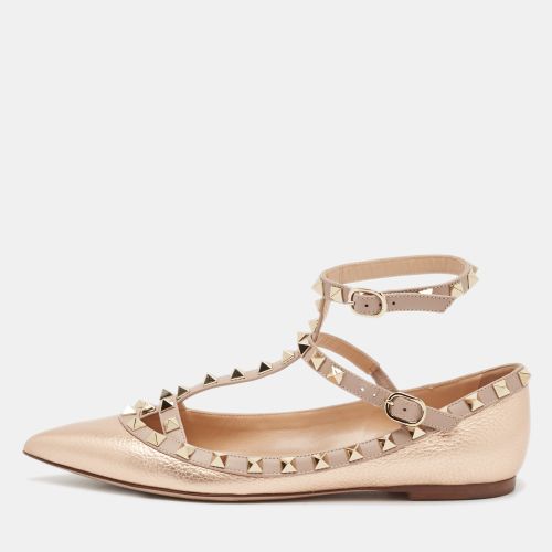 Rose Gold/ Leather Rockstud Ballet Flats Size 37 - Valentino - Modalova