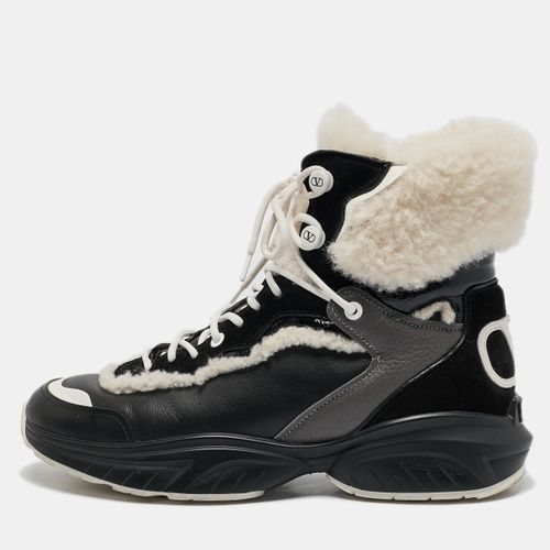 Leather and Shearling VLogo High Top Sneakers Size 39 - Valentino - Modalova