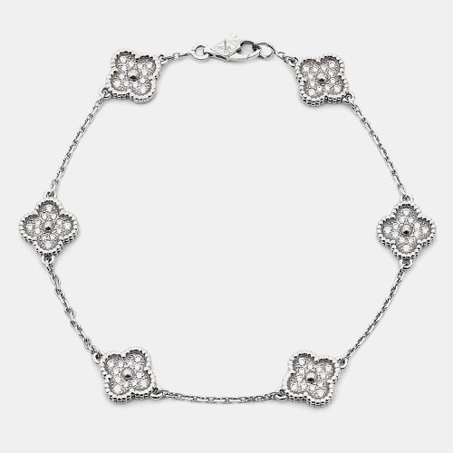 Sweet Alhambra Diamond 18k Gold 6 Motif Station Bracelet - Van Cleef & Arpels - Modalova