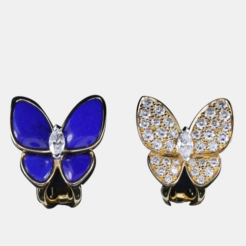 K Gold, Diamond and Lapis Lazuli Two Butterfly Stud Earrings - Van Cleef & Arpels - Modalova