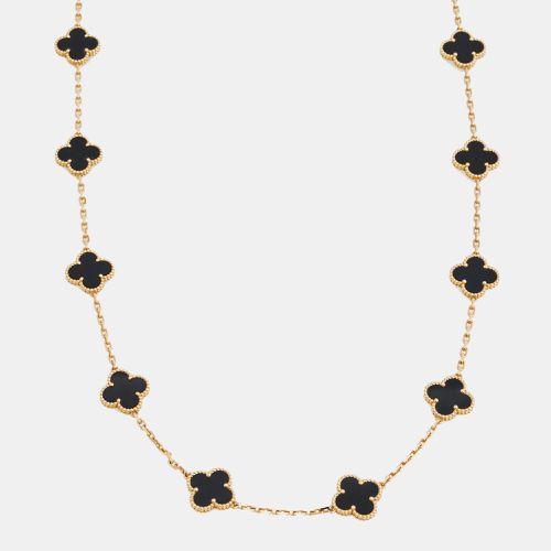 K Gold & Black Onyx Alhambra 20 Motif Necklace - Van Cleef & Arpels - Modalova