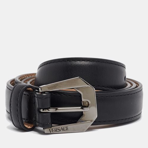 Leather Slim Buckle Belt 85CM - Versace - Modalova