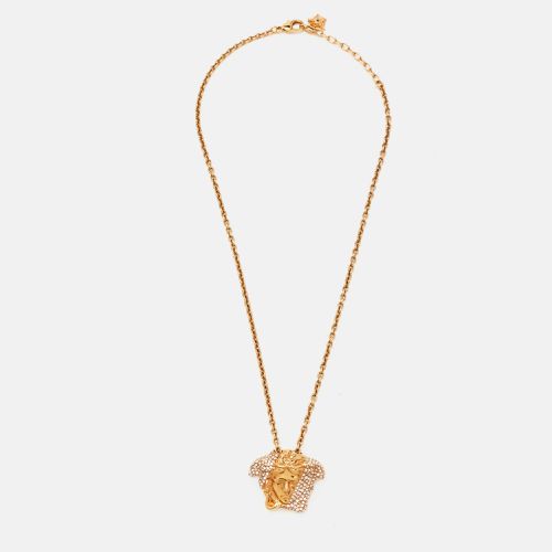 Medusa Crystal Tone Necklace - Versace - Modalova