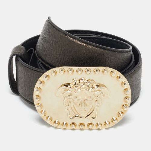 Leather Medusa Buckle Belt 85CM - Versace - Modalova