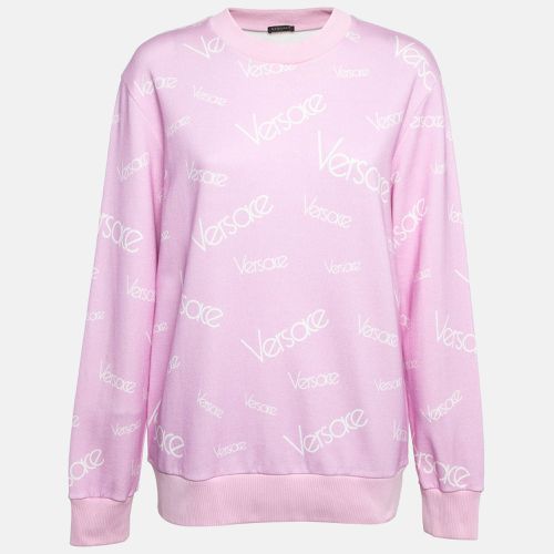 Monogram Print Cotton Crew Neck Sweatshirt M - Versace - Modalova