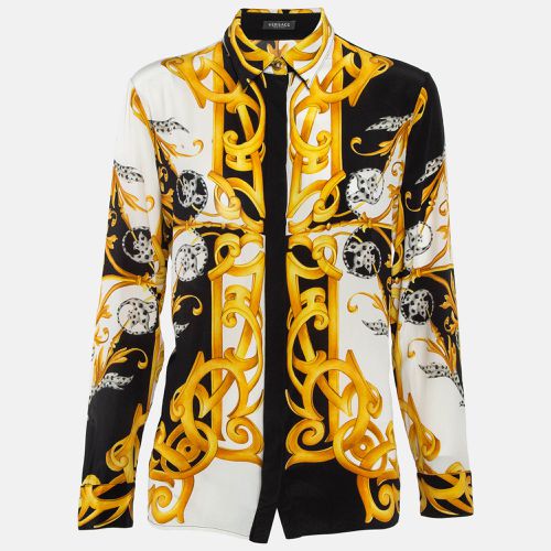 Barocco Print Silk Button Front Shirt M - Versace - Modalova