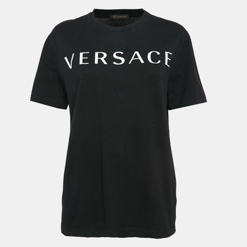 Logo Print Cotton T-Shirt M - Versace - Modalova