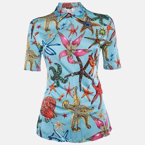 Star Fish Print Jersey Button Front Tresor De La Mer Blouse S - Versace - Modalova