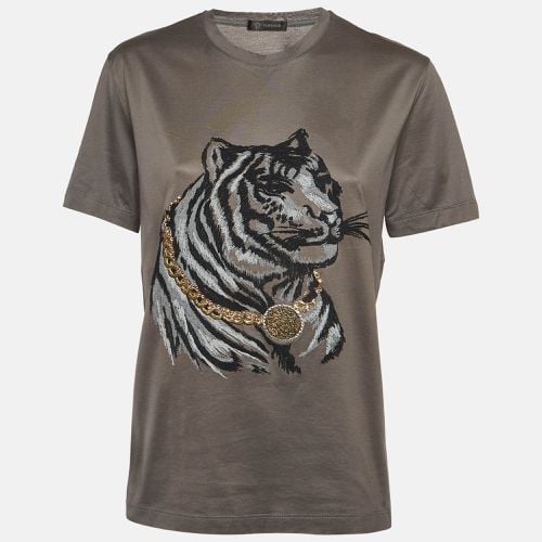 Tiger Embroidered Jersey Crew Neck T-Shirt M - Versace - Modalova