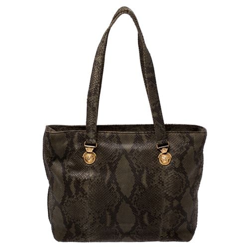 Versace Green Python Leather Tote - Versace - Modalova