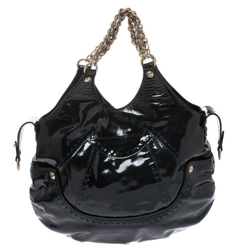 Stitches Patent Leather Chain Shoulder Bag - Versace - Modalova