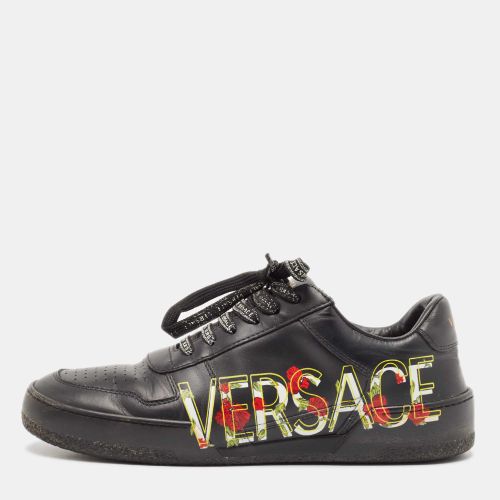 Leather Floral Logo Low Top Sneakers Size 39 - Versace - Modalova