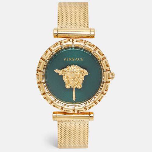 Green Plated Stainless Steel Palazzo Empire Greca VEDV00819 Women's Wristwatch 37 mm - Versace - Modalova