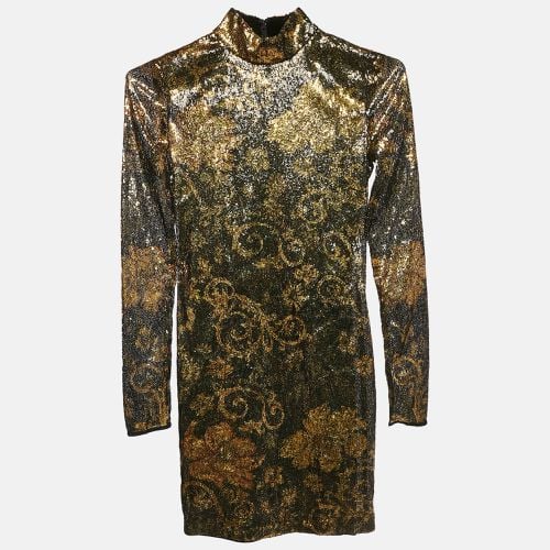 Flora Baroque Sequin Paillettes Mini Bodycon Dress S - Versace Jeans Couture - Modalova