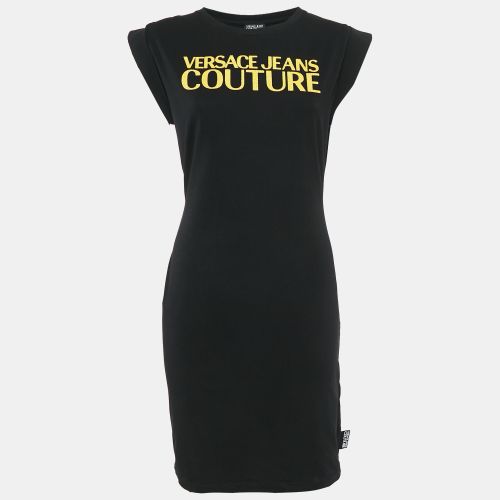 Logo Embroidered Cotton Knit Mini Dress M - Versace Jeans Couture - Modalova