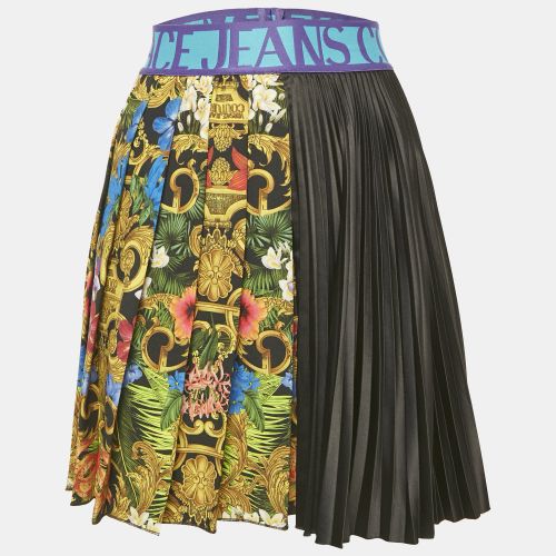 Printed Satin Plisse Mini Skirt S - Versace Jeans Couture - Modalova