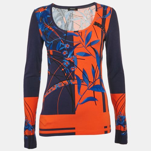 Orange Printed Jersey Long Sleeve T-Shirt M - Versace - Modalova