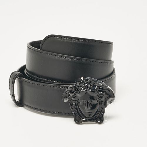 Leather Medusa Buckle Belt 75 CM - Versace - Modalova