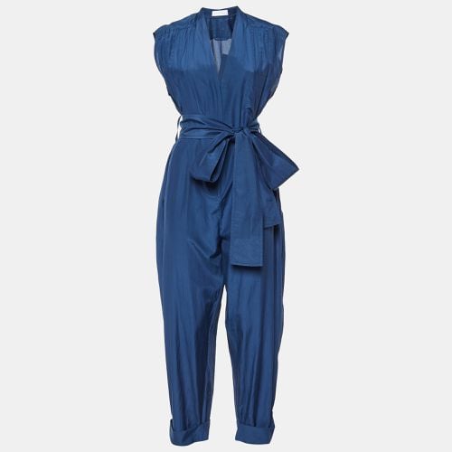 Cotton-Silk Blend Belted Jumpsuit M - Victoria Victoria Beckham - Modalova