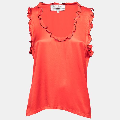 Silk Ruffle Trim Sleeveless Top M - Yves Saint Laurent - Modalova