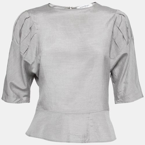 Silk & Cotton Round Neck Top M - Yves Saint Laurent - Modalova