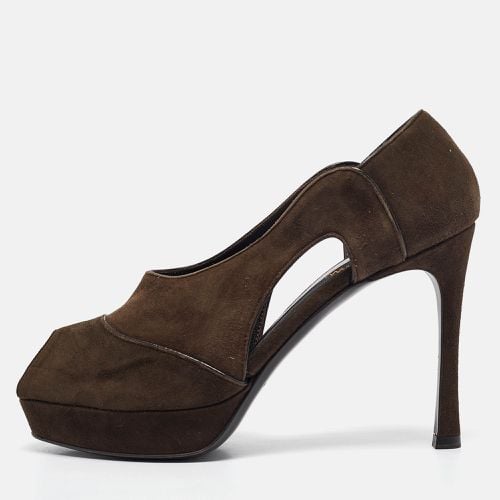 Cut Out Suede Peep Toe Pumps Size 38.5 - Yves Saint Laurent - Modalova