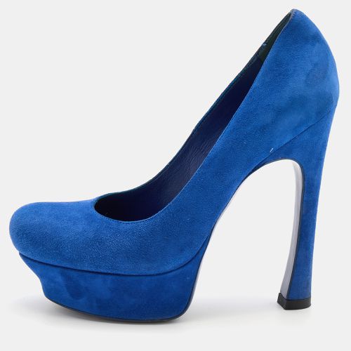 Suede Palais Platform Peep Toe Pumps Size 36.5 - Yves Saint Laurent - Modalova