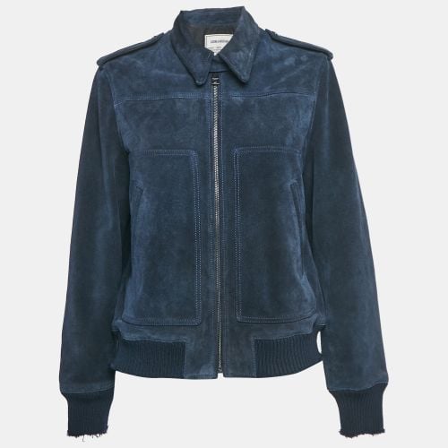 Blue Suede Zip Front Leonna Jacket M - Zadig & Voltaire - Modalova